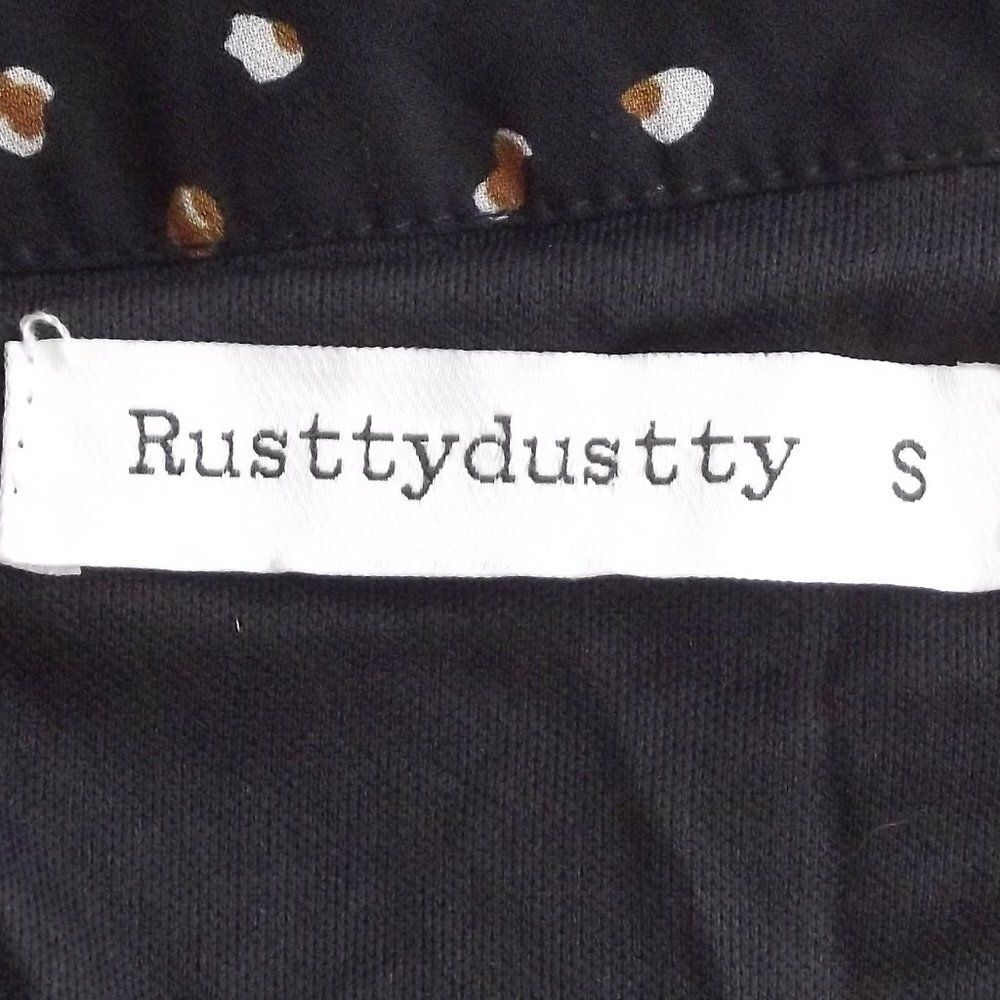 RUSTTYDUSTTY Midi Dress, S, Black, Floral Embroidery, Ruffles, Long sleeve - Picture 11 of 13
